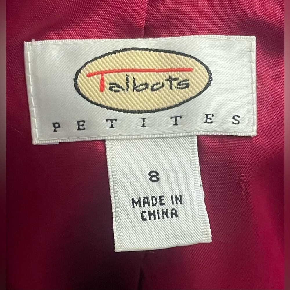 Talbots Petites 100% Silk Berry Pink‎ Cropped Blazer 3/4 Sleeve Beaded Button 8P - Picture 8 of 8